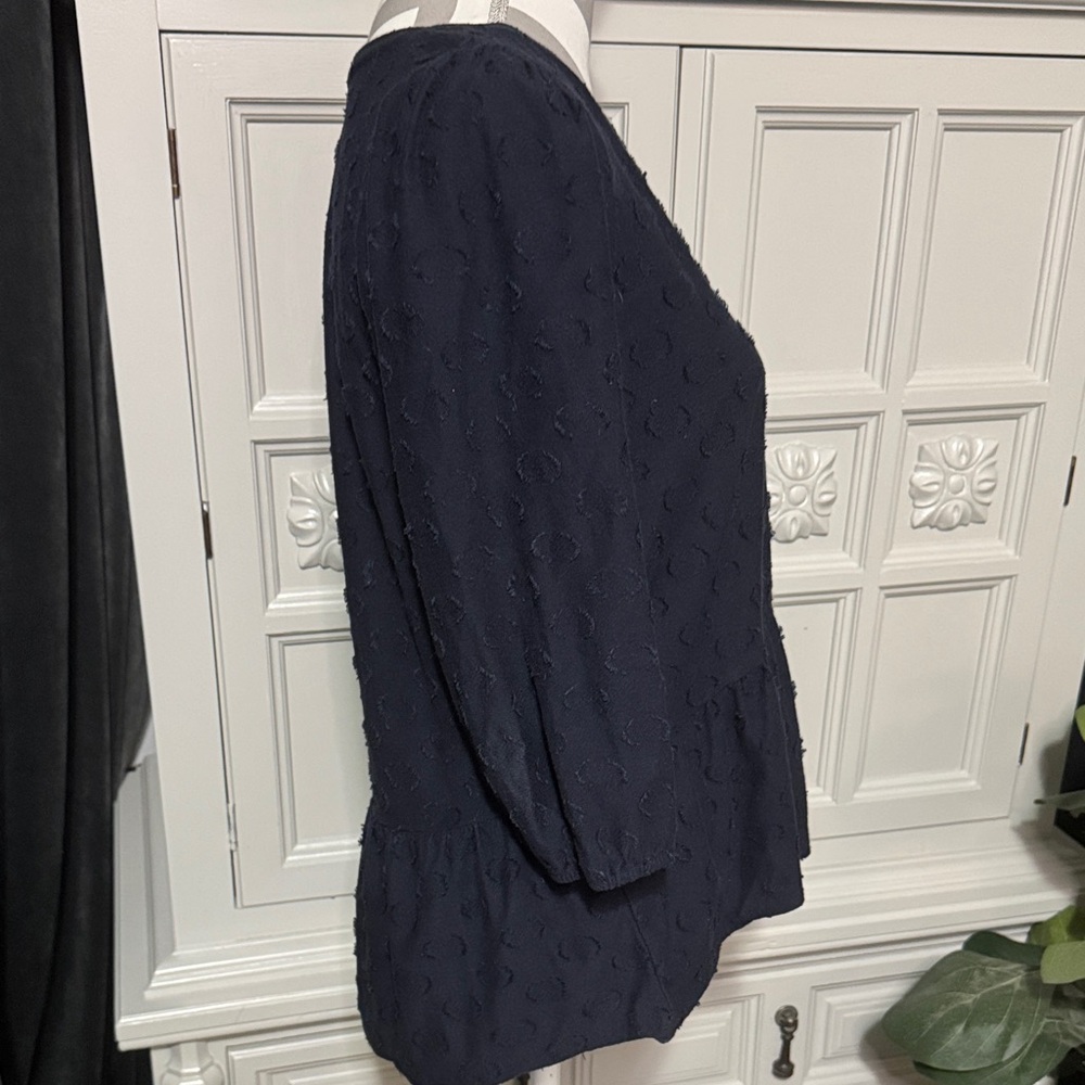 Loft Navy Blue Women's Peplum Top Size Small - Picture 4 of 8